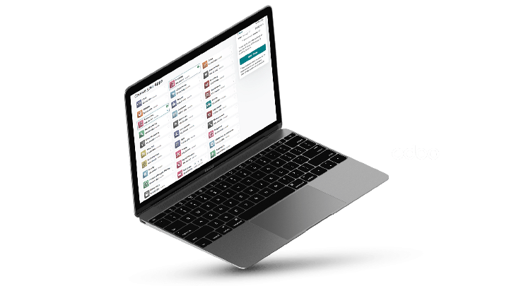 Odoo apps listed on laptop screen 