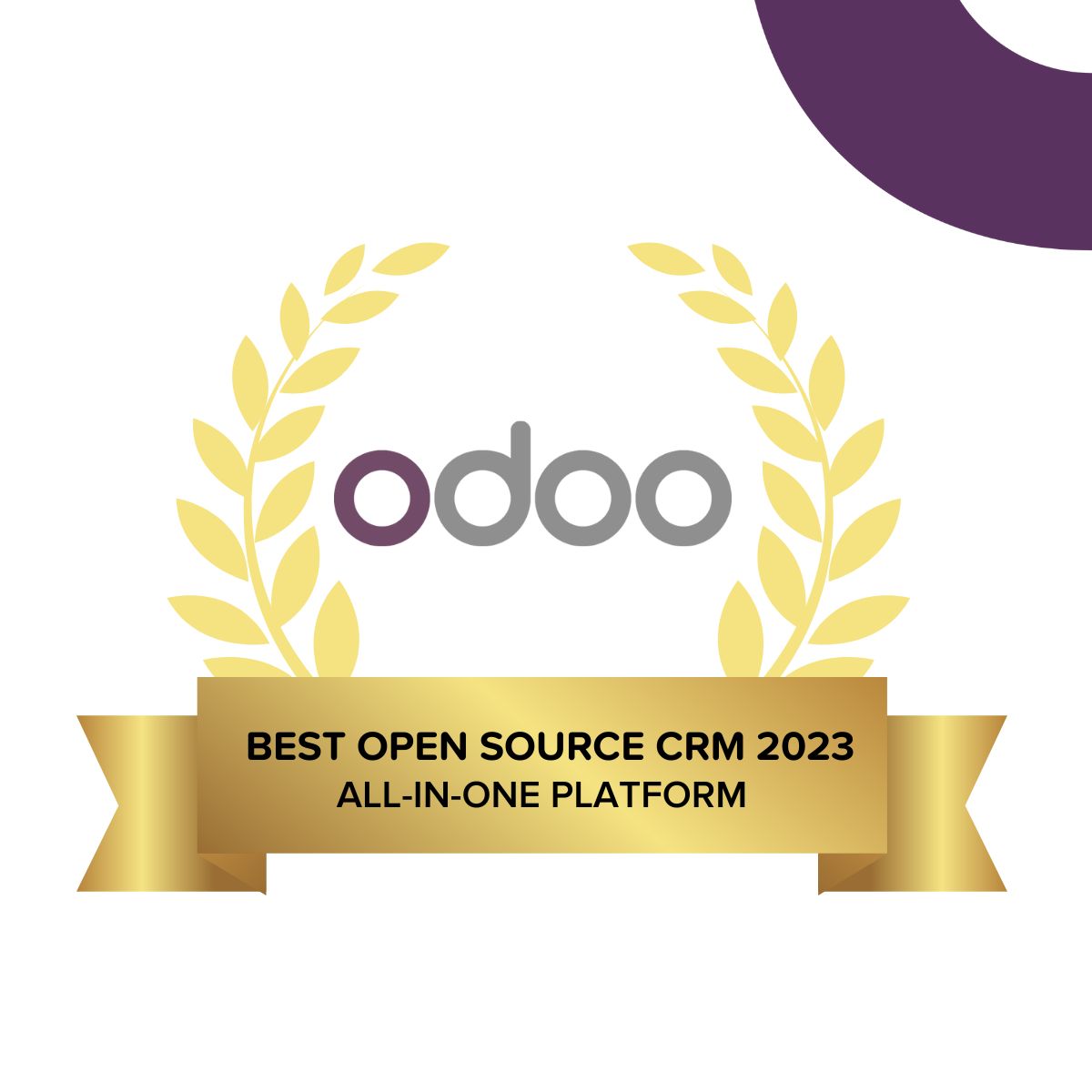 An award showing Odoo as the winner of best open source crm 2023