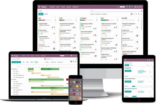 Odoo User Interface on PC, laptop, mobile and tablet